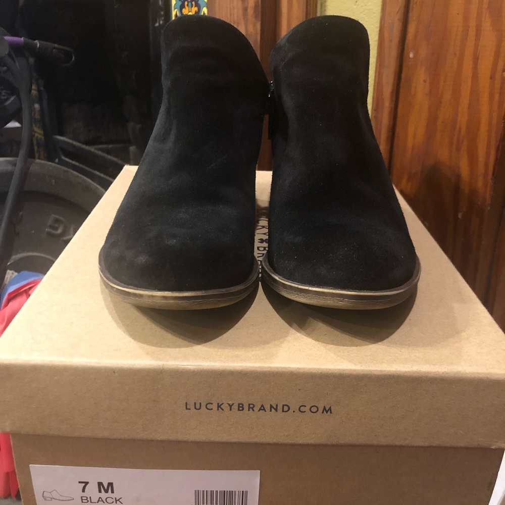 Lucky Brand Black Suede Bootie.